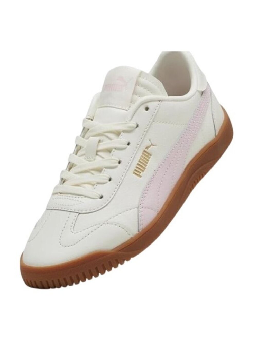 Puma Club 5v5 Womens 8.5 Warm White Pink Gold Leather Sneakers NIB